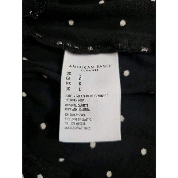 American Eagle~Woman Size L~Black/White Polka Dot Ruffle Tie Wrap Dress Long Slv - Picture 10 of 15